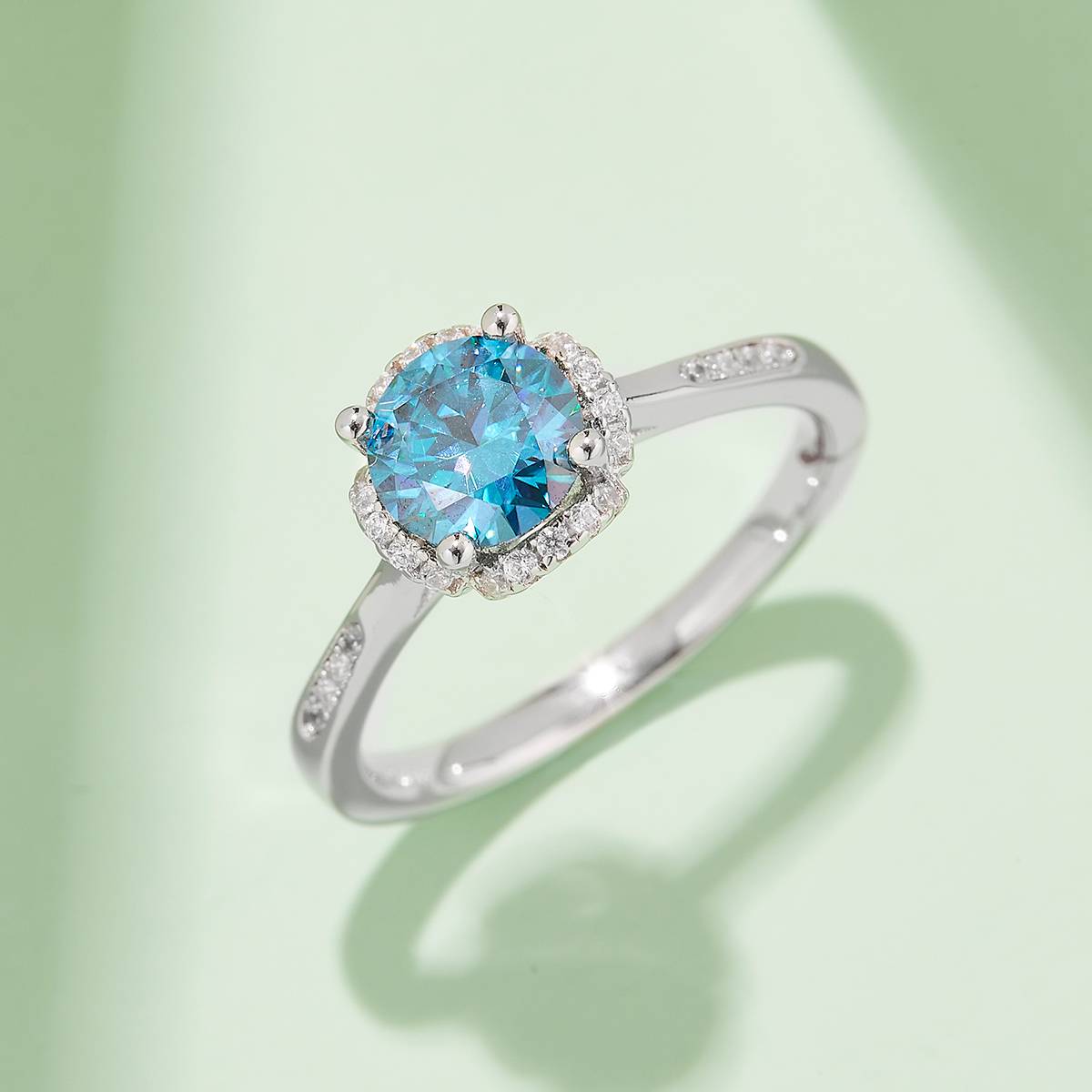 Micro inlaid Hua Nian Hua S925 silver plated white gold Moissanite women's ring 1 carat D-grade